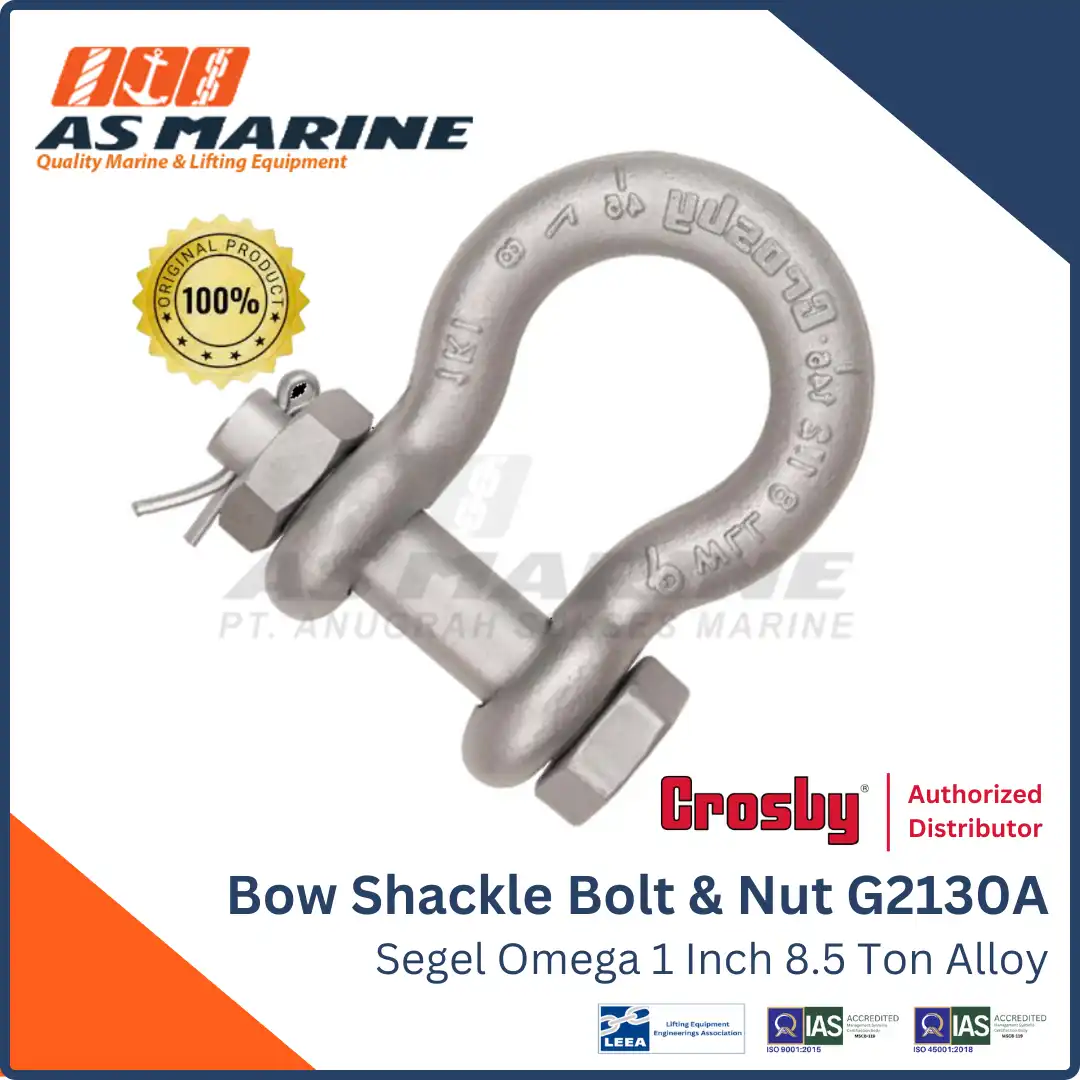 Bow Shackle / Segel Omega G2130A Bolt & Nut Alloy 1 Inch 8.5 Ton